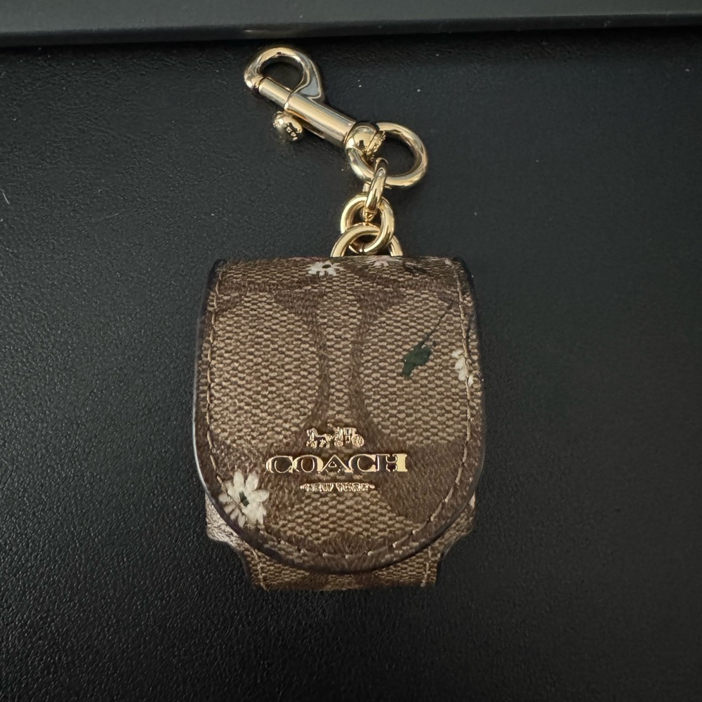 Coach Brown Floral AirPod Keychain